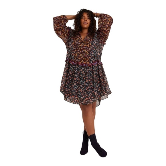 ANTHROPOLOGIE Helene Floral Long Sleeve Tunic Mini Dress XS NWT - Picture 6 of 15